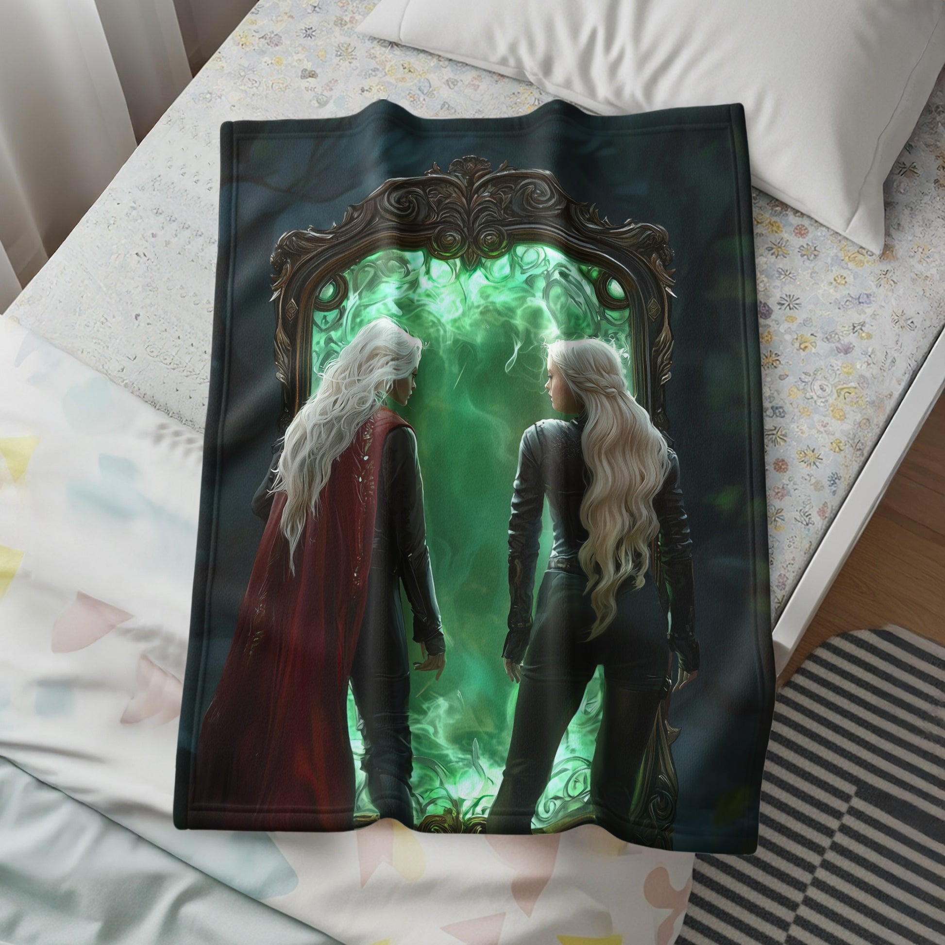 Magical Fantasy Duo in Enchanted Mirror Blanket