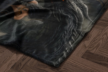 Dark Fantasy Angel Print Fleece Blanket Product