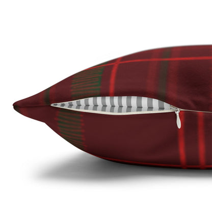 Decorative Plaid Pattern Burgundy and Green Pillow Product