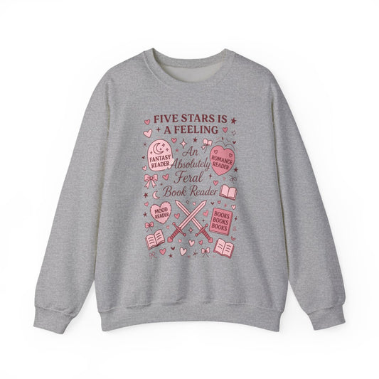 Five Stars Is A Feeling Absolutely Feral Book Reader Sweatshirt - MagicMerchEmporium