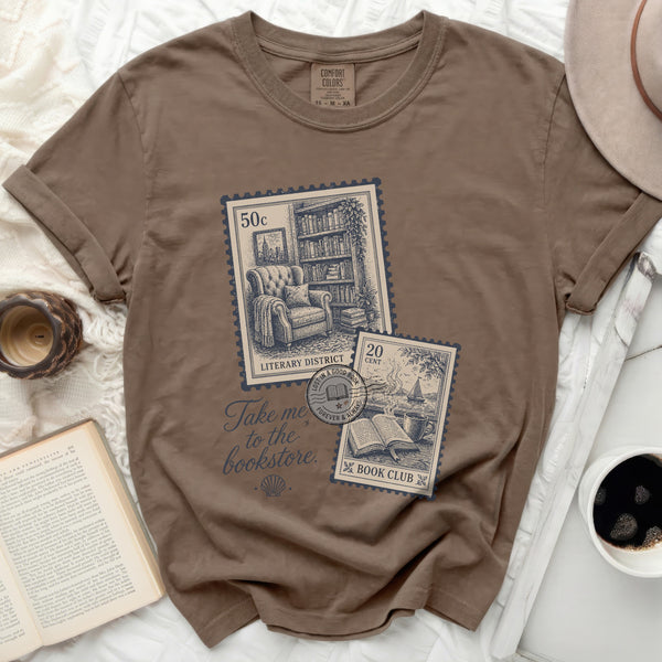Literary District Stamp Tee in Espresso