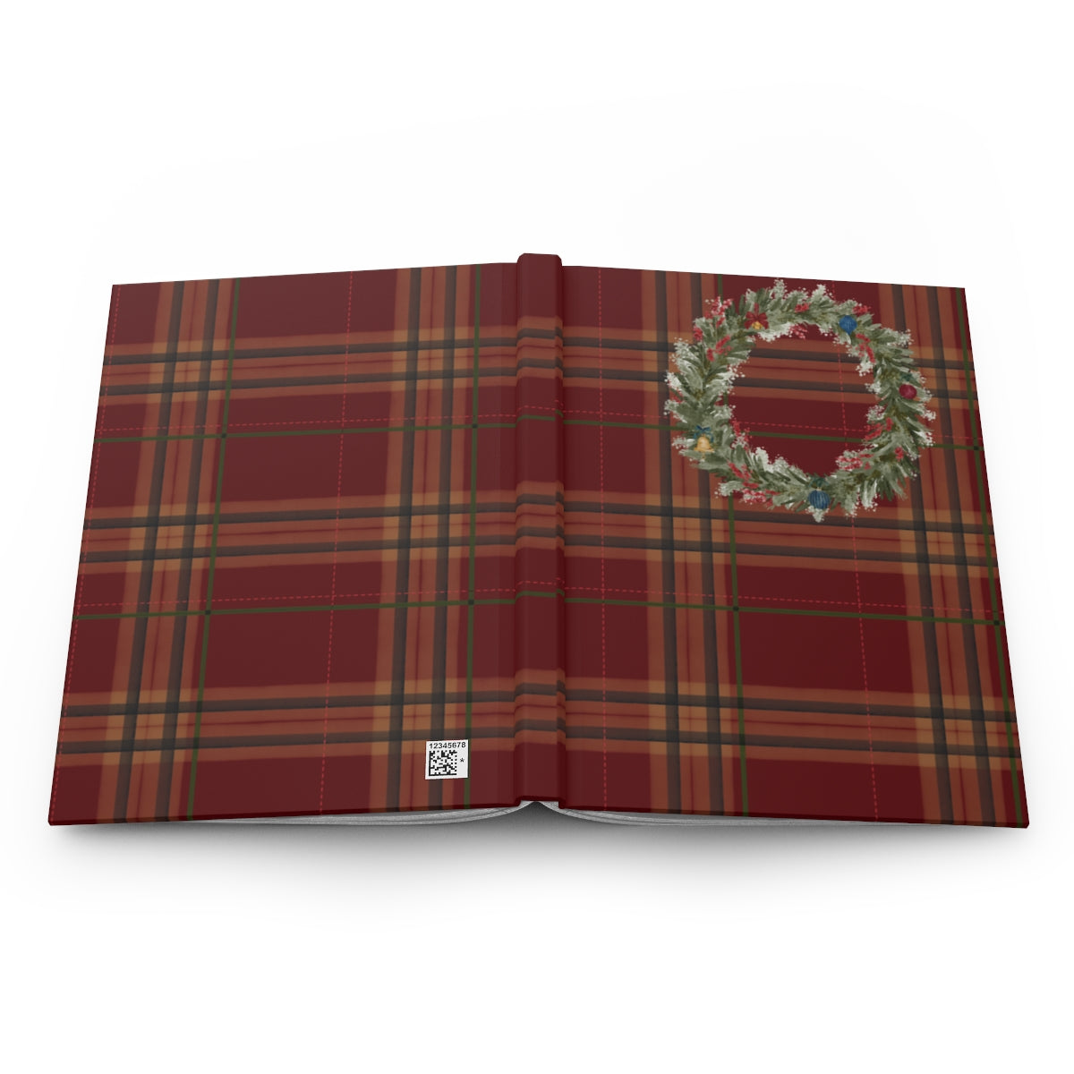 Festive Wreath with Tartan Plaid Design Notebook