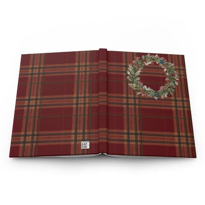 Festive Wreath with Tartan Plaid Design Notebook