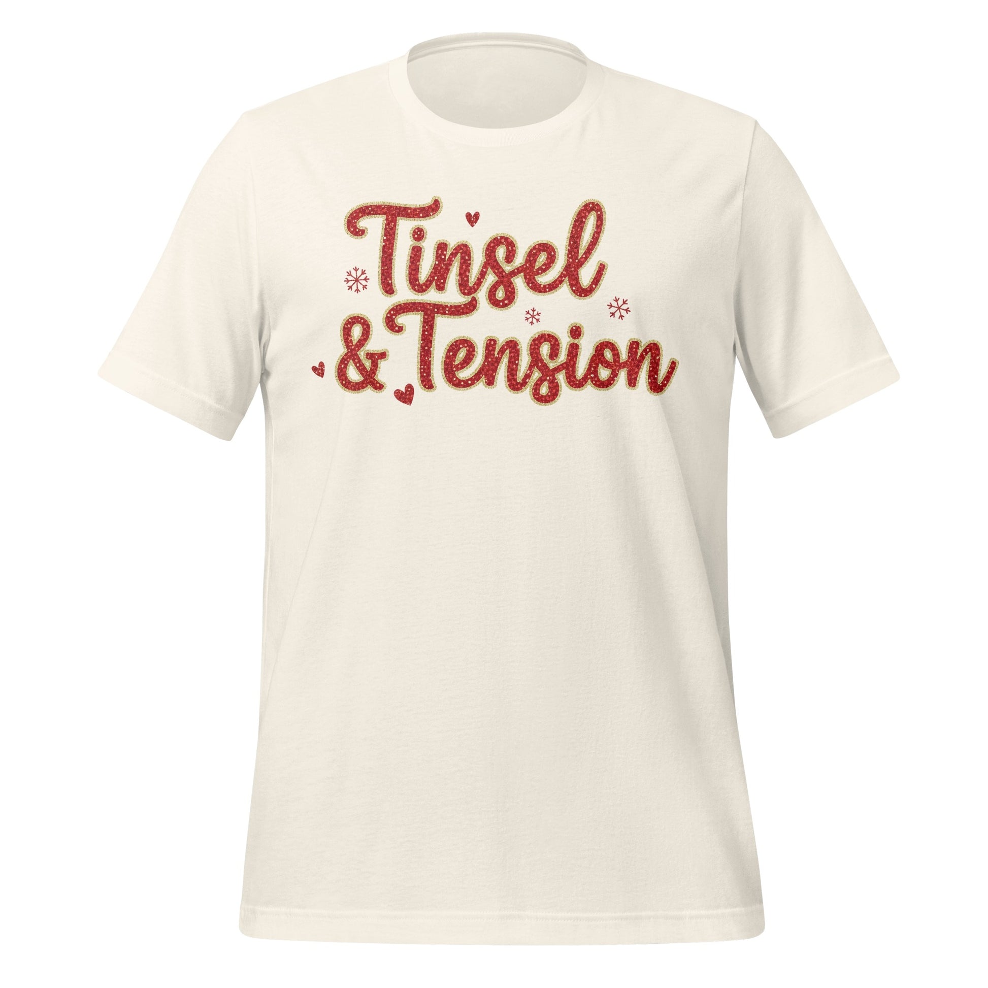 Festive Tinsel and Tension Slogan Holiday T-Shirt