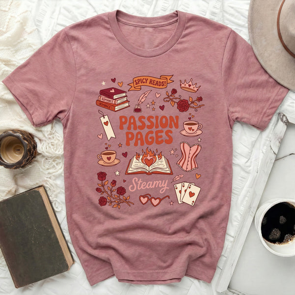 Spicy Reads Passion Pages Tee in Heather Mauve