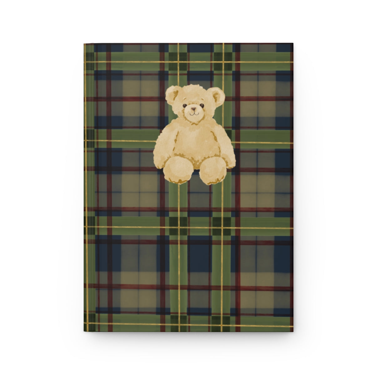 Plaid Pattern Notebook with Adorable Teddy Bear Design