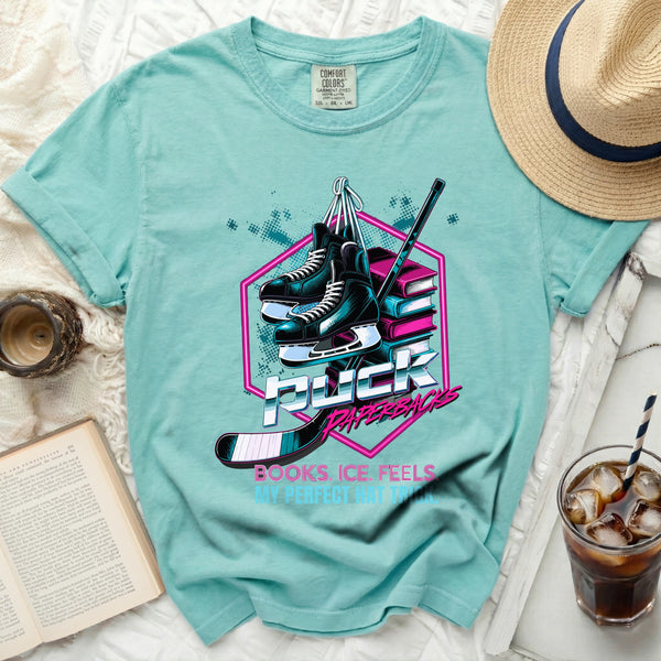 Puck Paperbacks Hockey Reader Tee in Island Reef