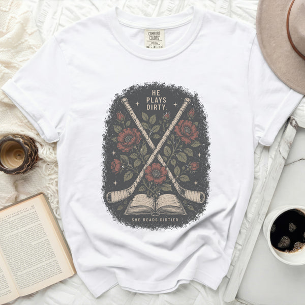 Dirty Reads Hockey Tee in White