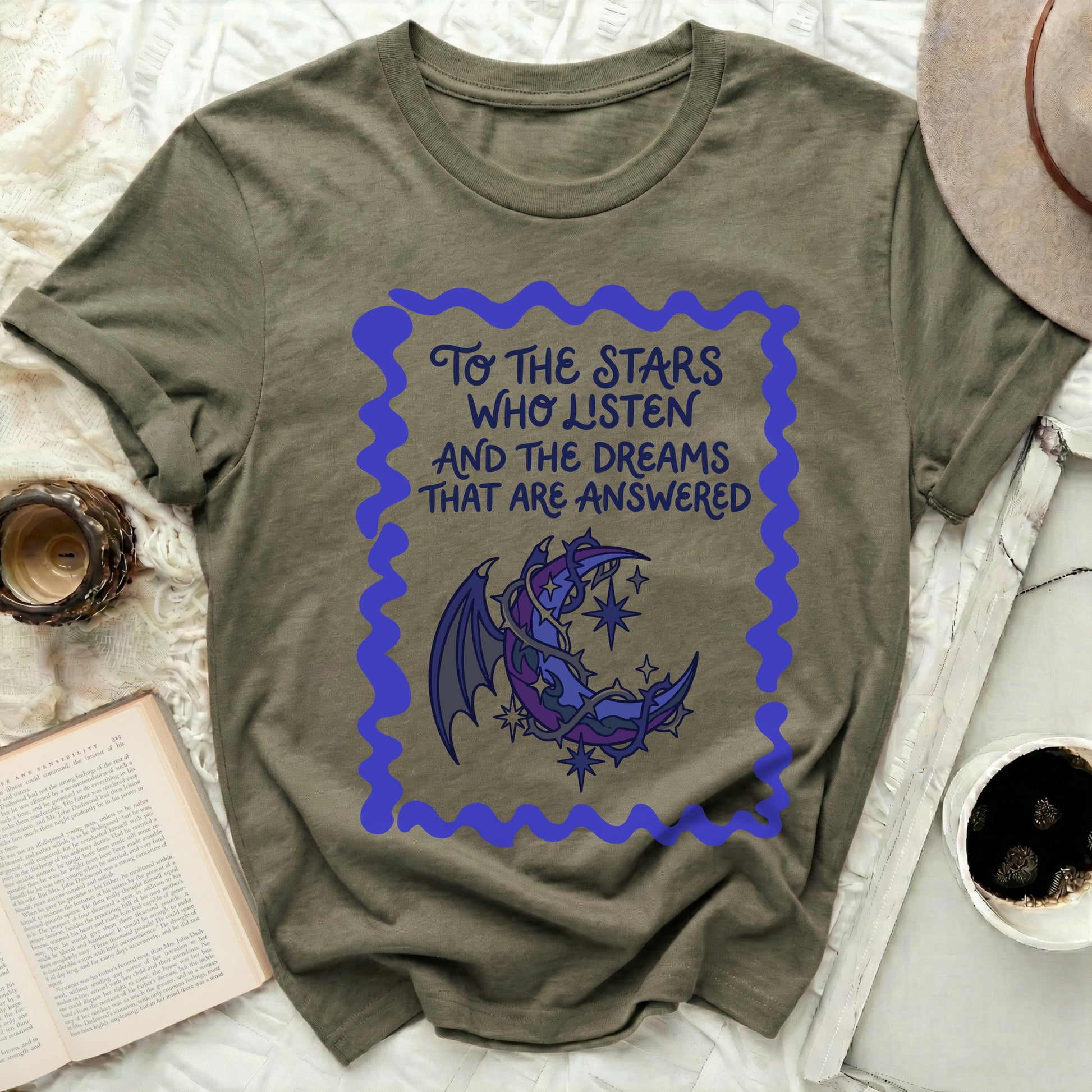 To The Stars Who Listen And The Dreams That Are Answered product type
Stars Who Listen
Dreams Answered
Winged Moon
Crescent Moon
Fantasy Art
Celestial Design
Magical Shirt
ACOTAR Inspired
Night Court
Sarah J Maas
Cosmic Vibes
Enchanted Design
Mystical Apparel
Starry Graphic
Thorns Design
Dragon Moon
Dark Fantasy
Quote Shirt
Literary Fashion
Unique Graphic Tee
