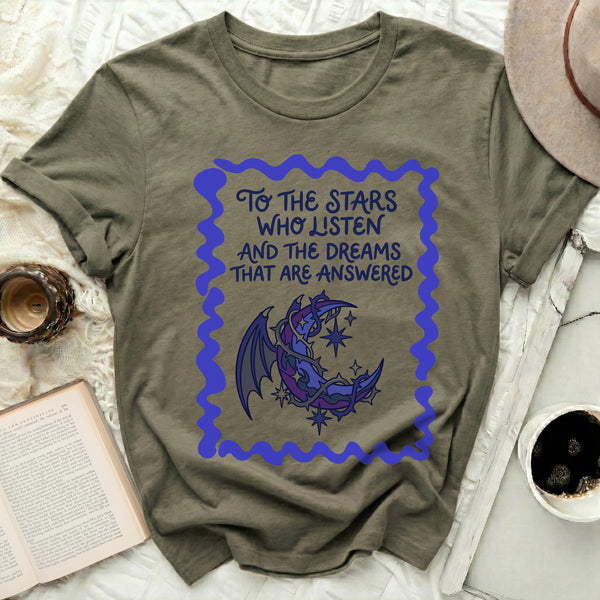 Bookish Night Court Tee in Military Green