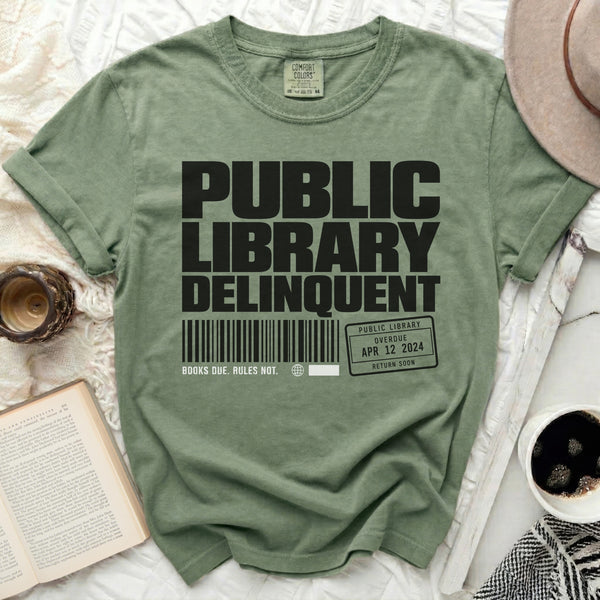 Library Delinquent Tee in Moss
