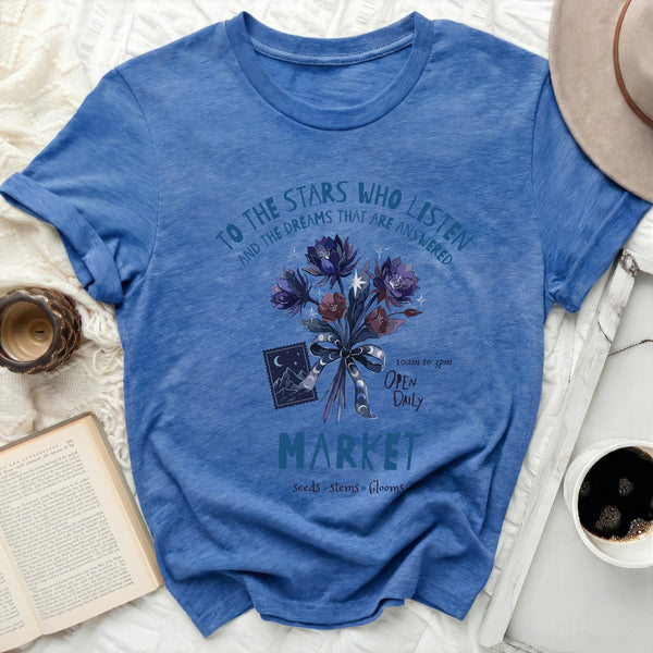 Velaris Flower Market Tee in Heather True Royal