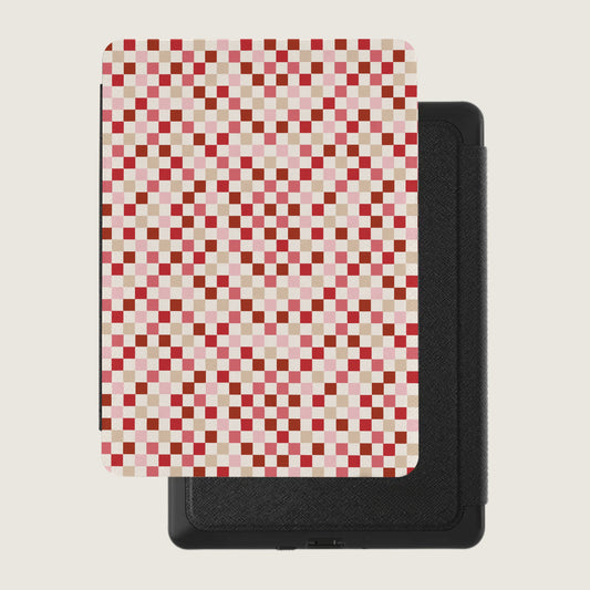 Red and Pink Checkered Pattern Design Kindle Case