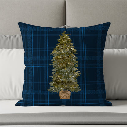 Festive Plaid Christmas Tree Design Decorative Pillow