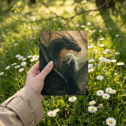 Dark Dragon White Hair Woman Forest Scene Fantasy Art product type