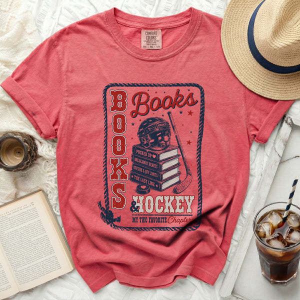 Books & Hockey Chapters Tee in Watermelon