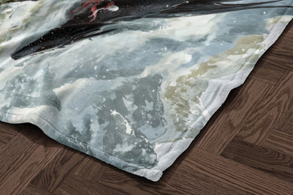 Cozy Winter Wonderland Scene Blanket