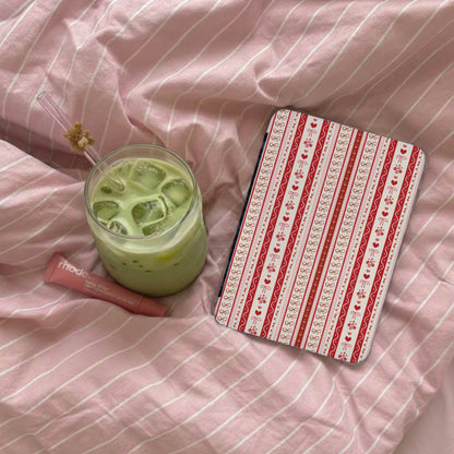 Festive Red and White Pattern Tablet Case Cover