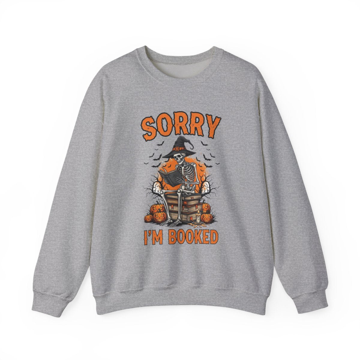 Sorry I am Booked Halloween Skeleton Reading Sweatshirt - MagicMerchEmporium