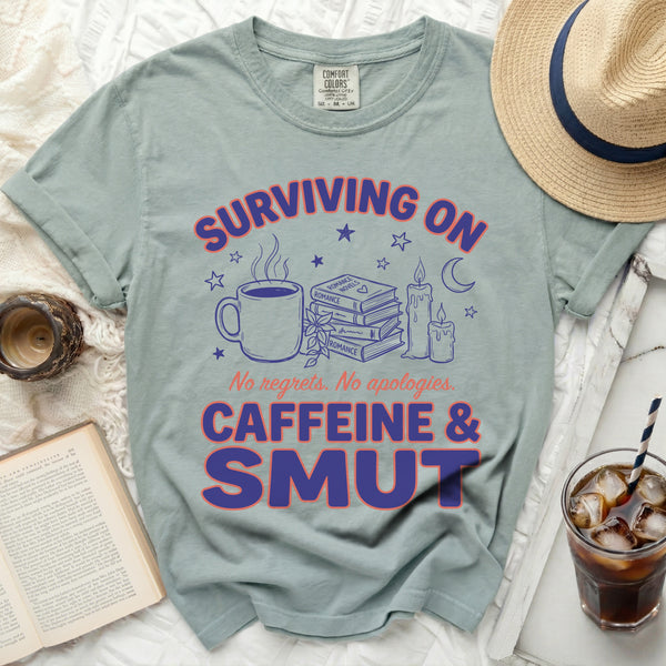 Caffeine & Smut Tee in Bay