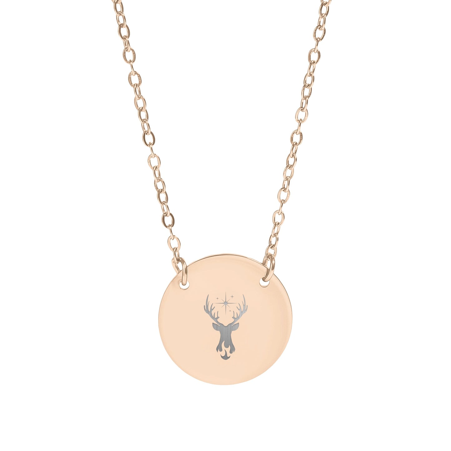 Elegant Round Pendant Necklace with Deer Design
