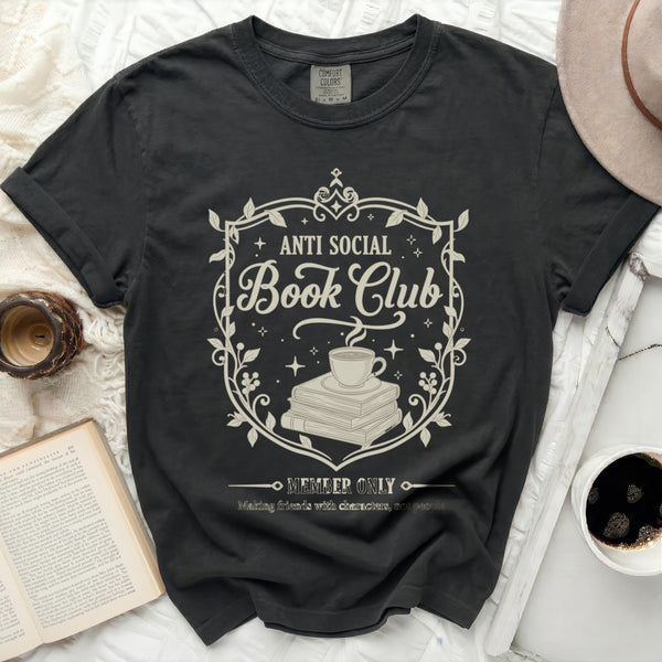 Anti Social Book Club Teacup Crest Tee in Black