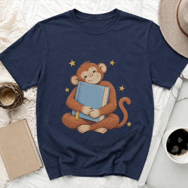 Bookish Monkey Tee in True Navy