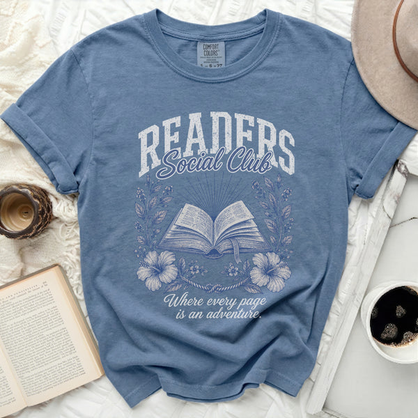 Readers Social Club Literary Tee in Blue Jean
