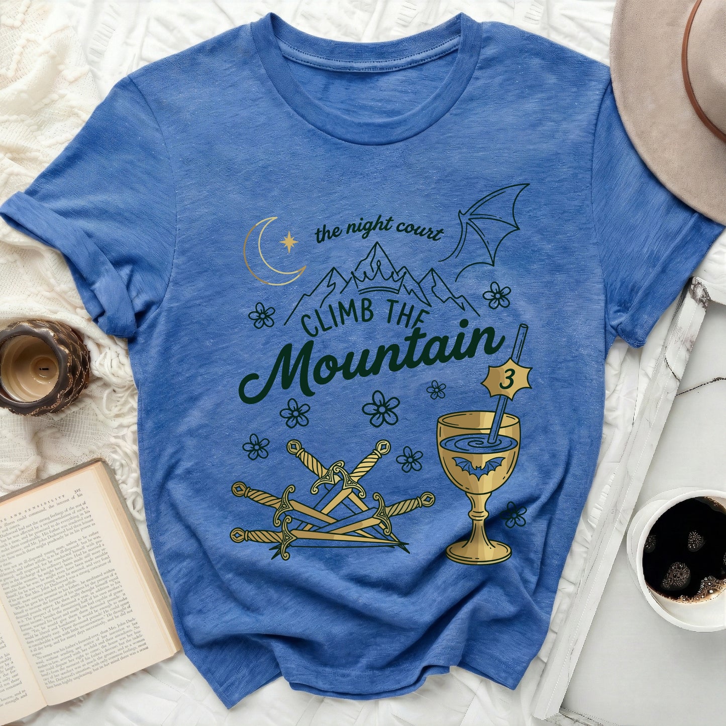 Night Court Mountain Climb Fantasy Swords Goblet product type
Fantasy
Night Court
Mountain
ACOTAR
Fae
Fantasy book
Bookish
Reader gift
Swords
Goblet
Moon star
Dragon wing
Acotar shirt
Fae court
Sarah J Maas
Book lover
Bookworm
Blue shirt
Fantasy fan
Magic design
