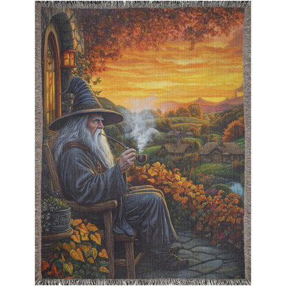 📚 Gandalf Woven Tapestry Blanket | LOTR & Literary Gift 🌿