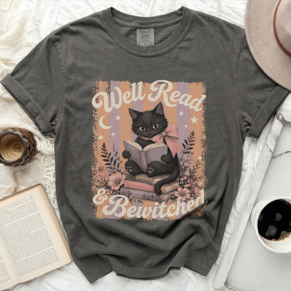 Well Read Cat Tee in Pepper