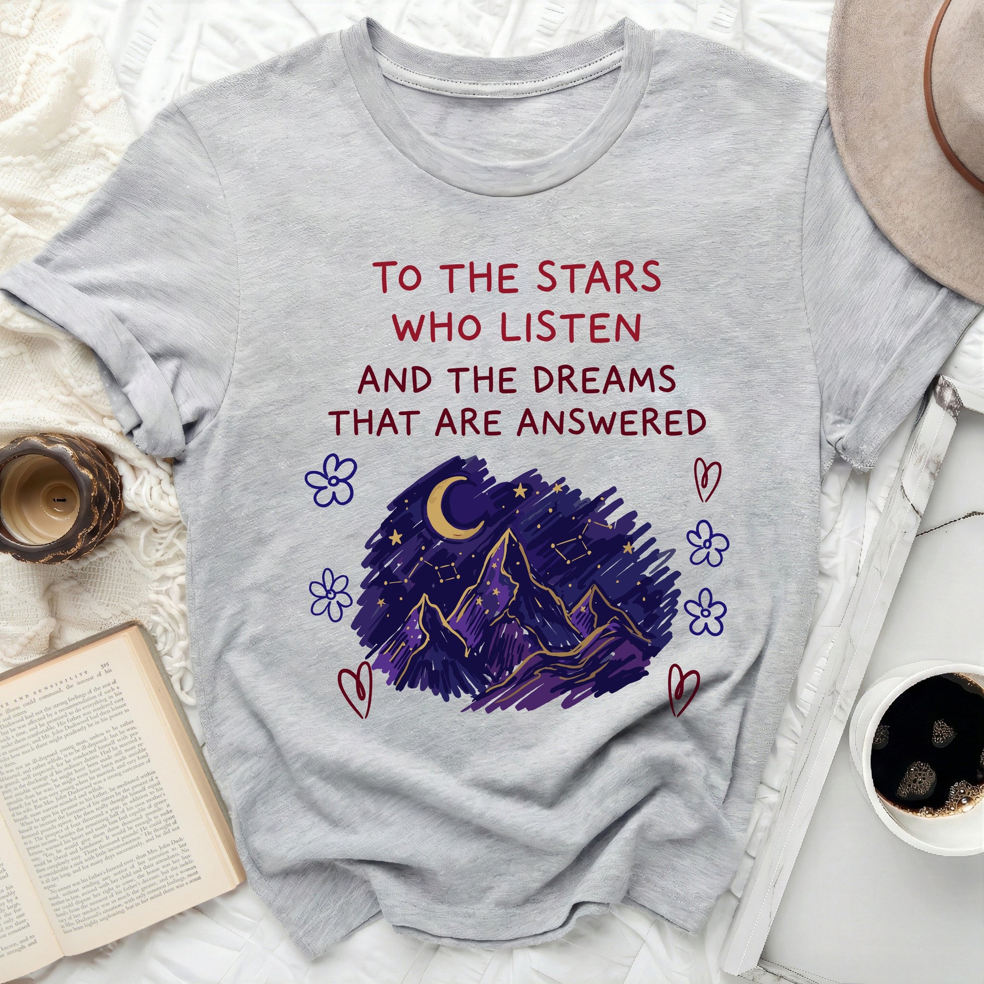 To The Stars Who Listen Dreams Answered t-shirt product type
StarsQuote
DreamsQuote
ListenQuote
AnsweredQuote
MountainArt
MoonDesign
NightSkyGraphic
ConstellationArt
FlowerSketch
HeartDrawing
GreyTshirt
GraphicTee
InspirationalShirt
CelestialDesign
FantasyShirt
UniqueApparel
CasualTee
TextDesign
PurpleMountains
BohoStyle