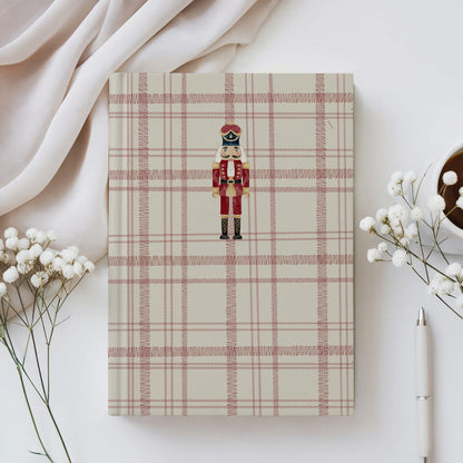 Beige Plaid Notebook with Nutcracker Design Cover