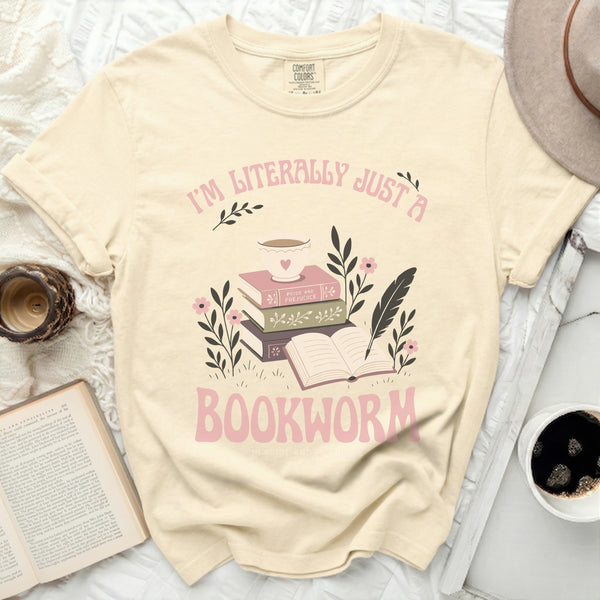 Pride & Prejudice Bookworm & Tea Tee in Ivory