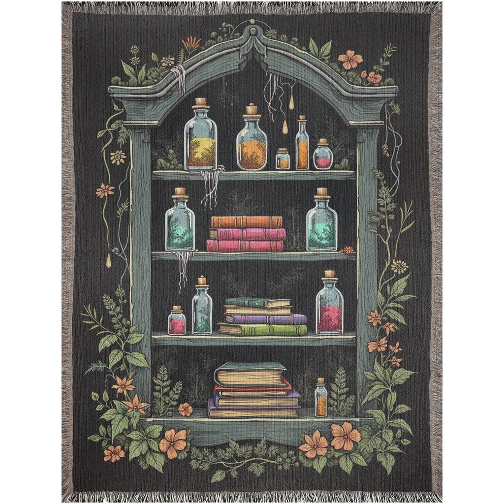 🧙‍♀️ Enchanted Apothecary Bookshelf Blanket