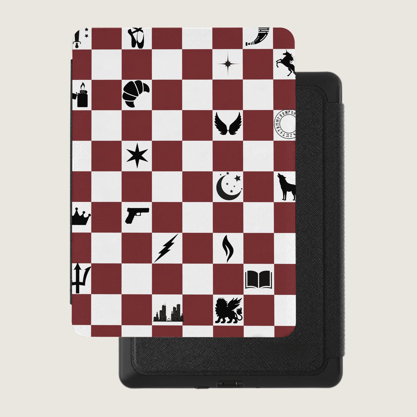 Red White Checkered Diverse Black Symbols Design product type