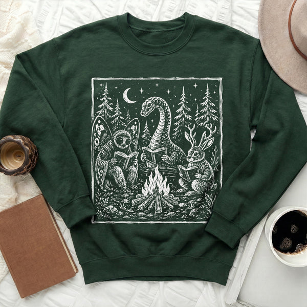 Enchanted Forest Moon Sweatshirt in Forest Green