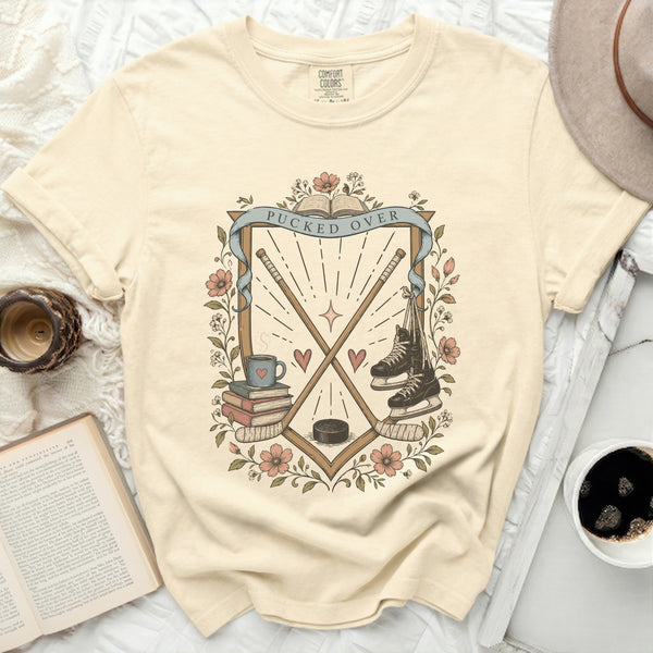Pucked Over Cozy Hockey Tee in Ivory