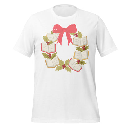 Christmas Wreath with Books and Bow T-shirt