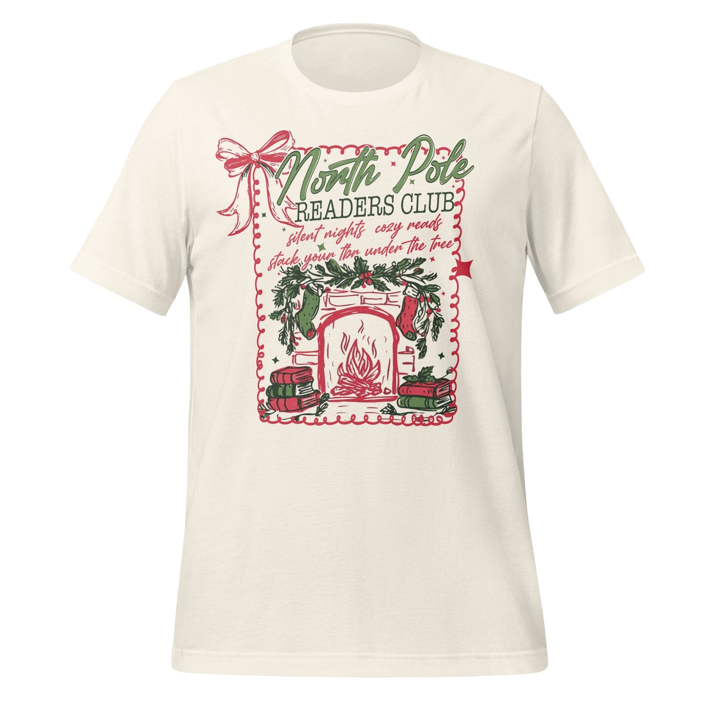 North Pole Readers Club Tee Cozy Nights by Fireplace