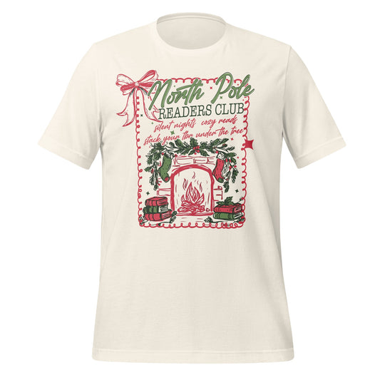 North Pole Readers Club Tee Cozy Nights by Fireplace