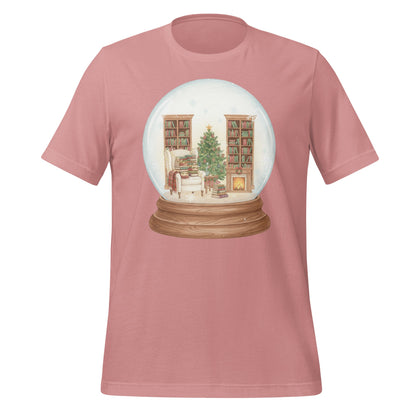 Holiday Snow Globe Bookshelf Fireplace T-Shirt
