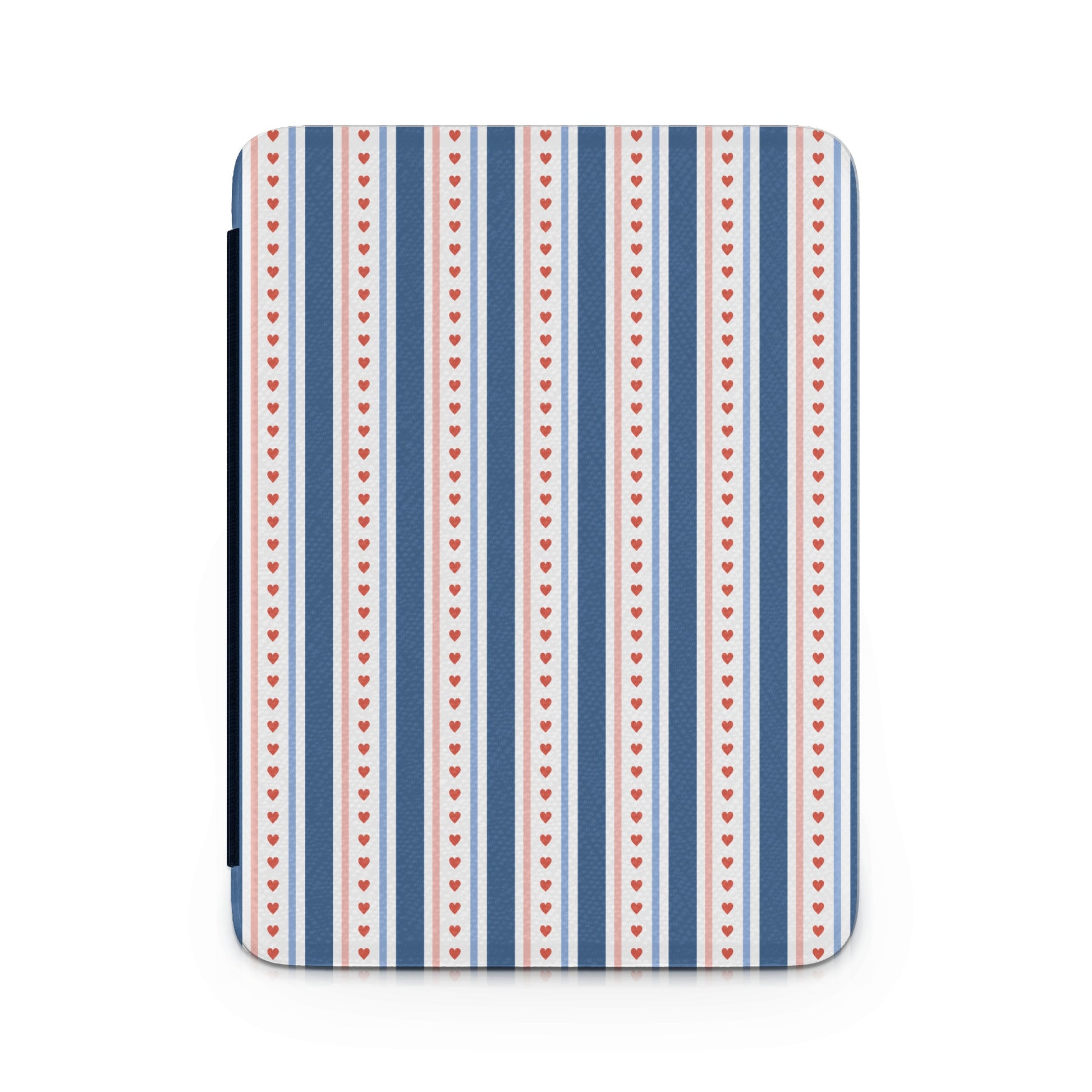 Red Hearts and Blue Stripes Design Tablet Cover