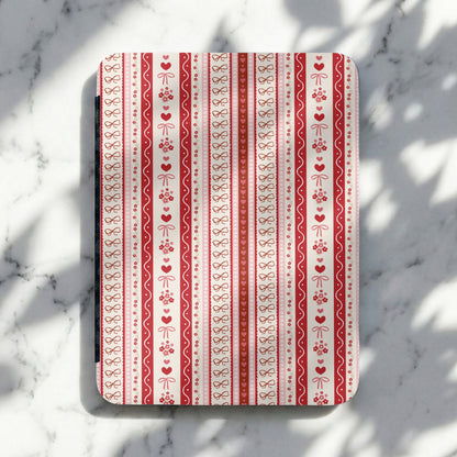 Red and White Striped Pattern Decorative Tray