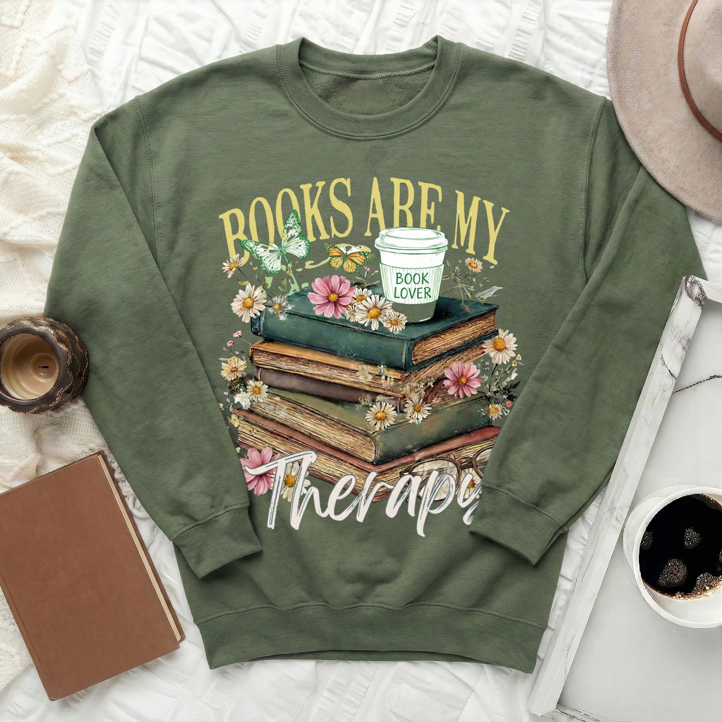 Books Are My Therapy Book Lover Sweatshirt