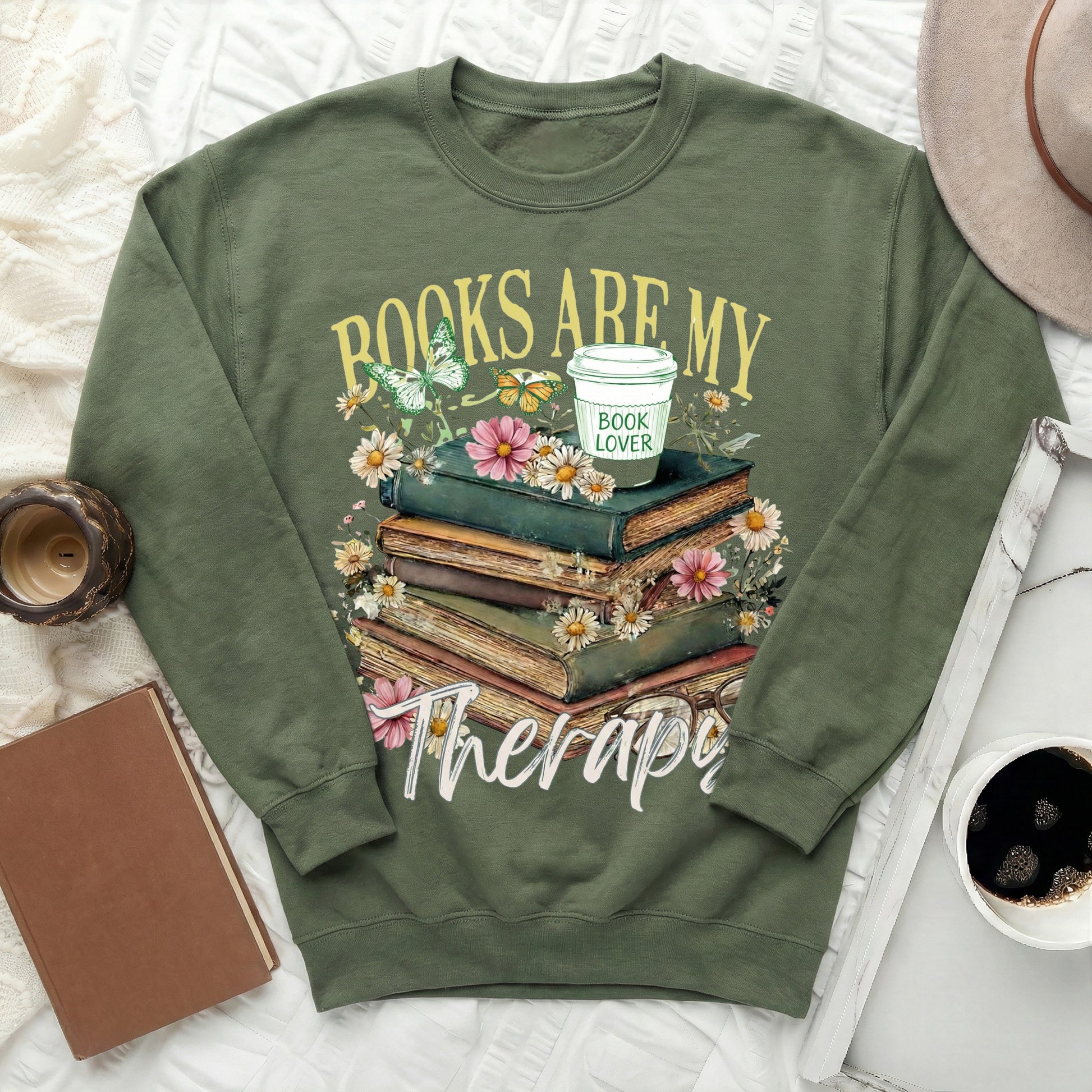 Books Are My Therapy Book Lover Sweatshirt