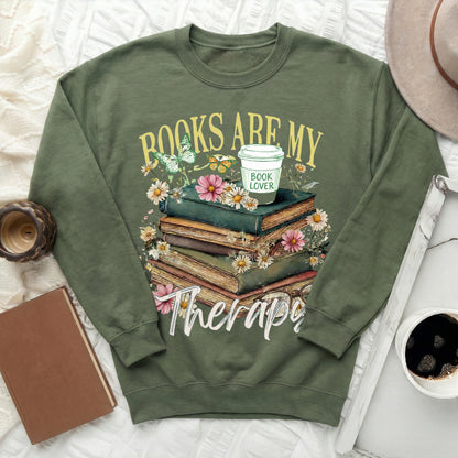 Books Are My Therapy Book Lover Sweatshirt