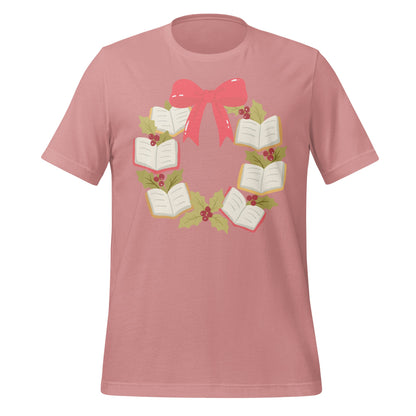 Holiday Wreath with Open Books Graphic T-Shirt