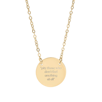 Inspirational Quote Engraved Round Pendant Necklace