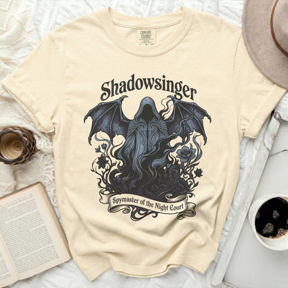 Shadowsinger, Spymaster of the Night Court graphic on a cream t-shirt.
